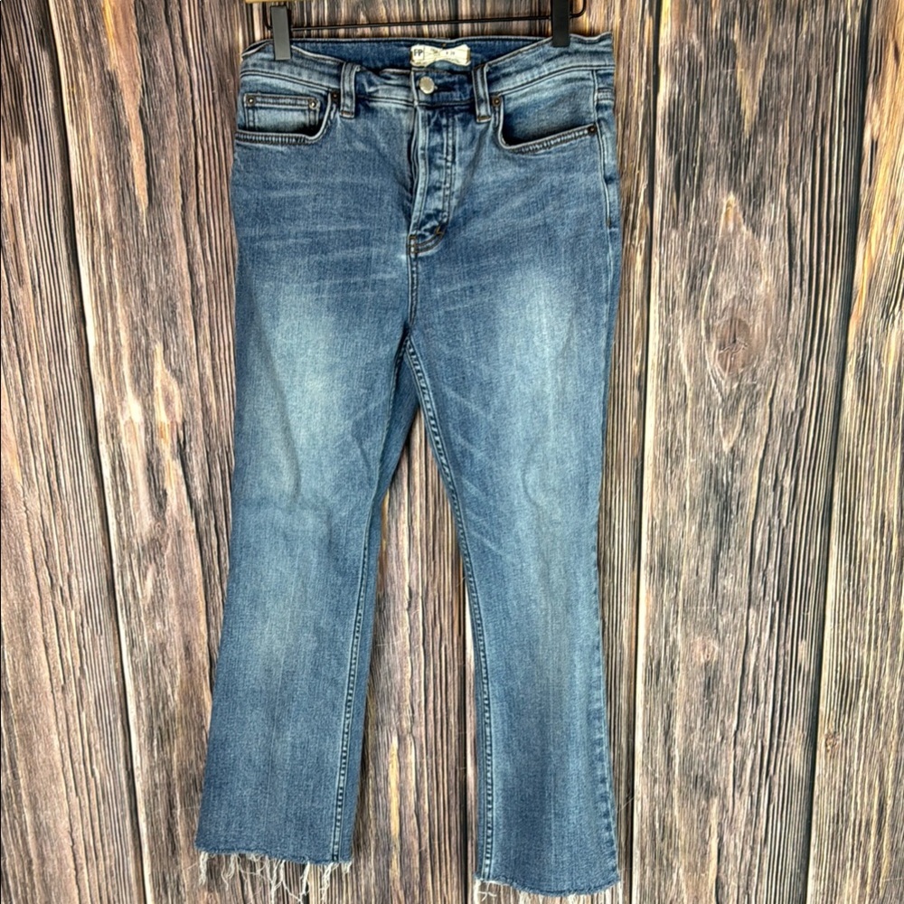 Free People Button Fly High Rise Blue Denim Jeans